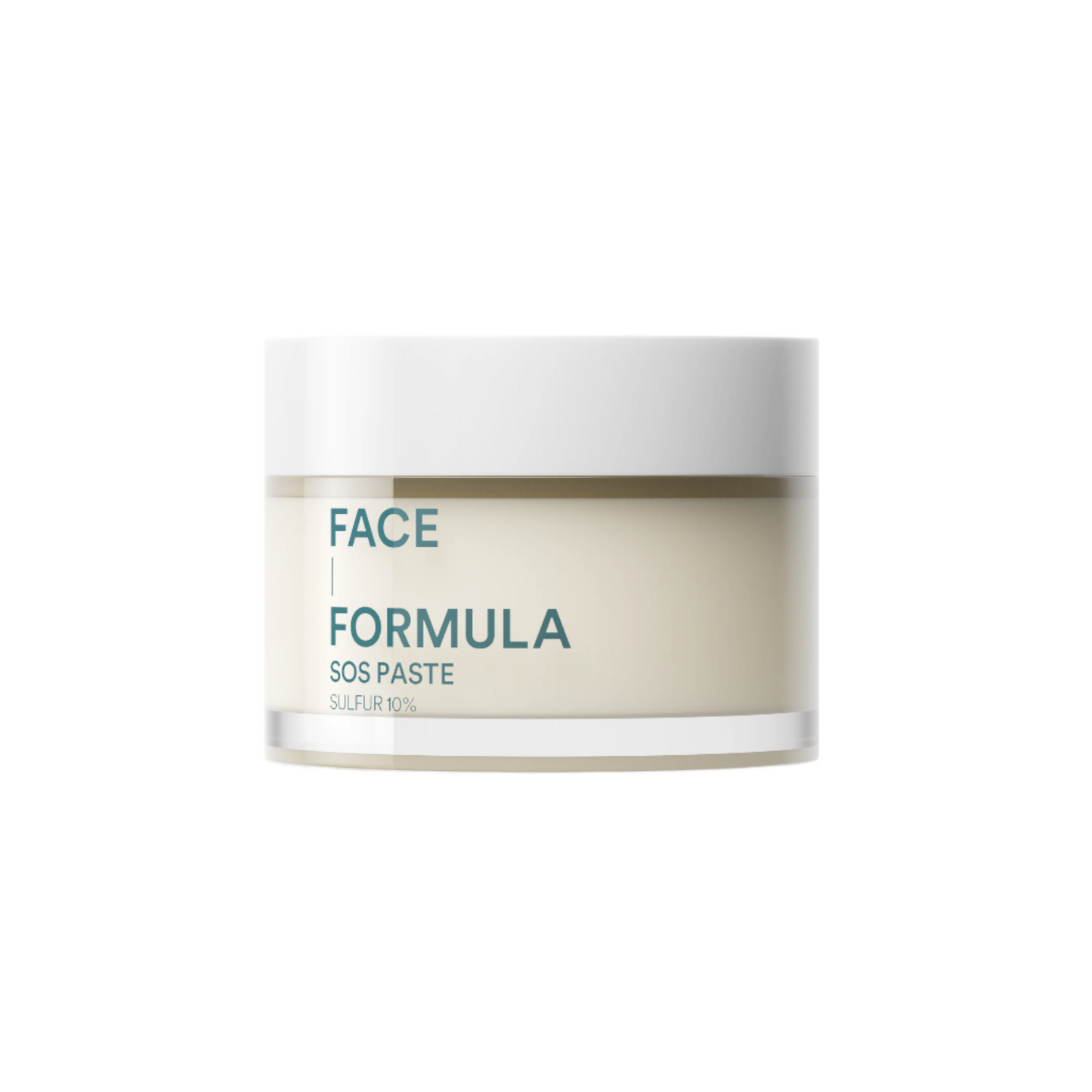 SOS Paste fra Face Formula – liten hvit tube med blå og svart tekst, ideell for målrettet behandling av akne og rødhet. Perfekt for sensitiv hud.
