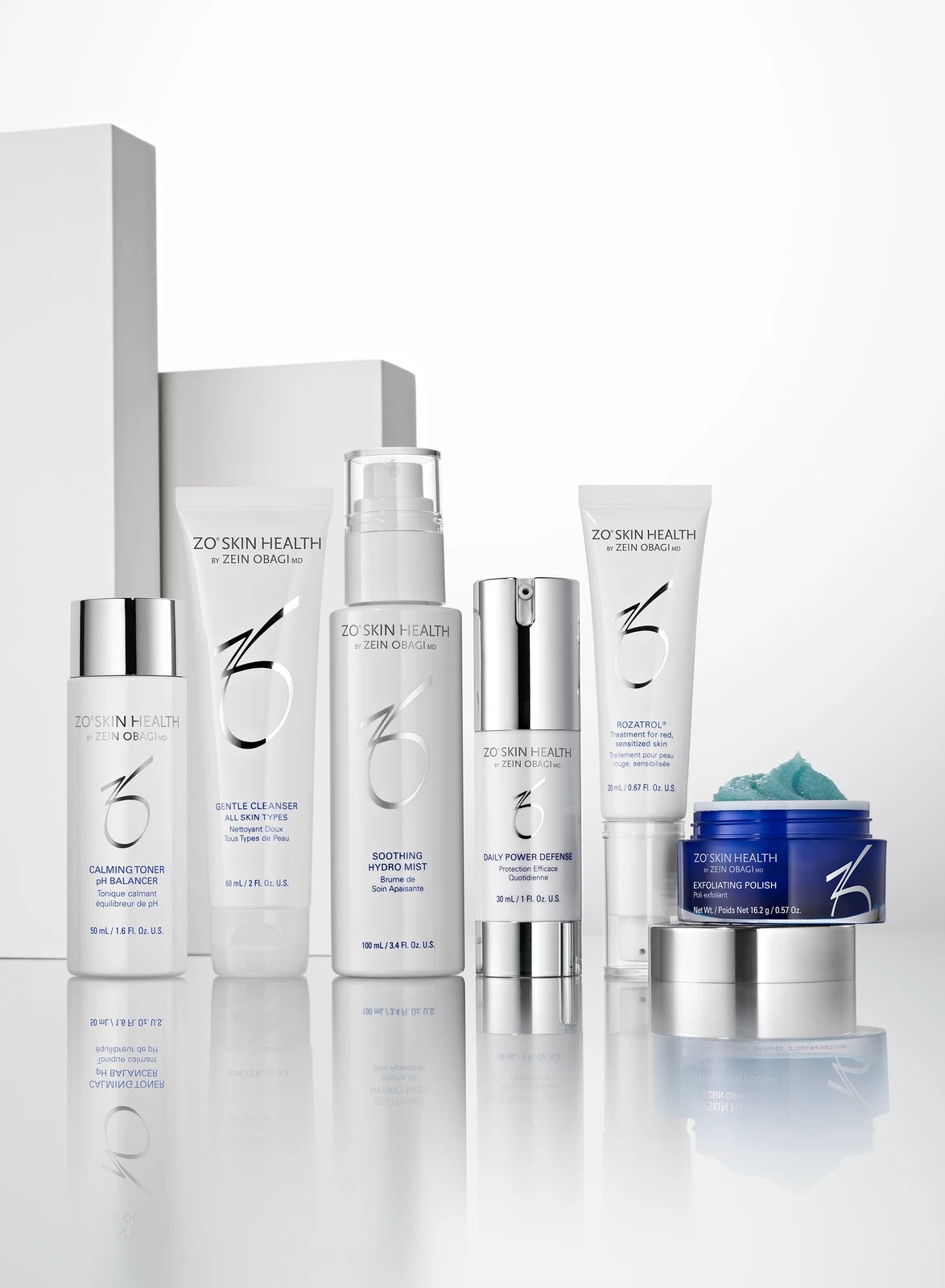 De seks produktene i ZO Redness Relief + Barrier Defense Program